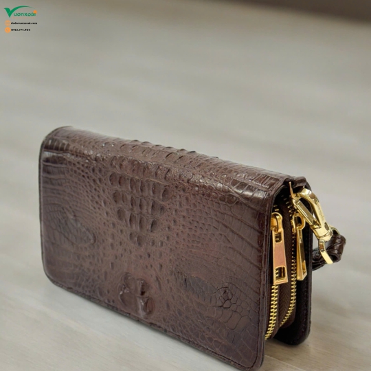 Ví 2 Dây Kéo Thụt Cá Sấu